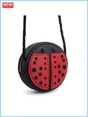 PU Leather Ladybug Pouch Coin Card Holder Mini Crossbody Bag